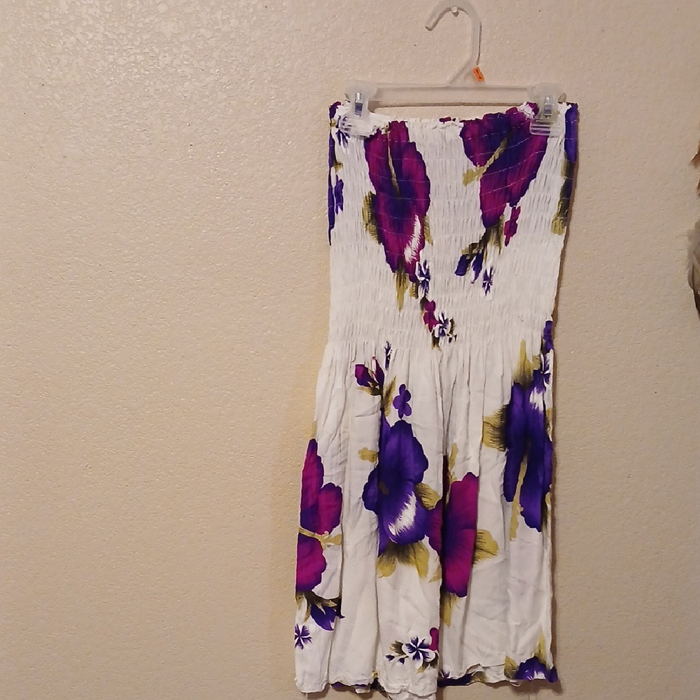 Floral White and Purple Women's Skirt
